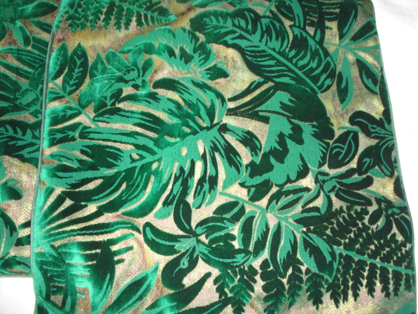 ALERFA EMERALD Green LEAVES BURNOUT VELVET (2) THROW PILLOW COVERS 18X18 gallery
