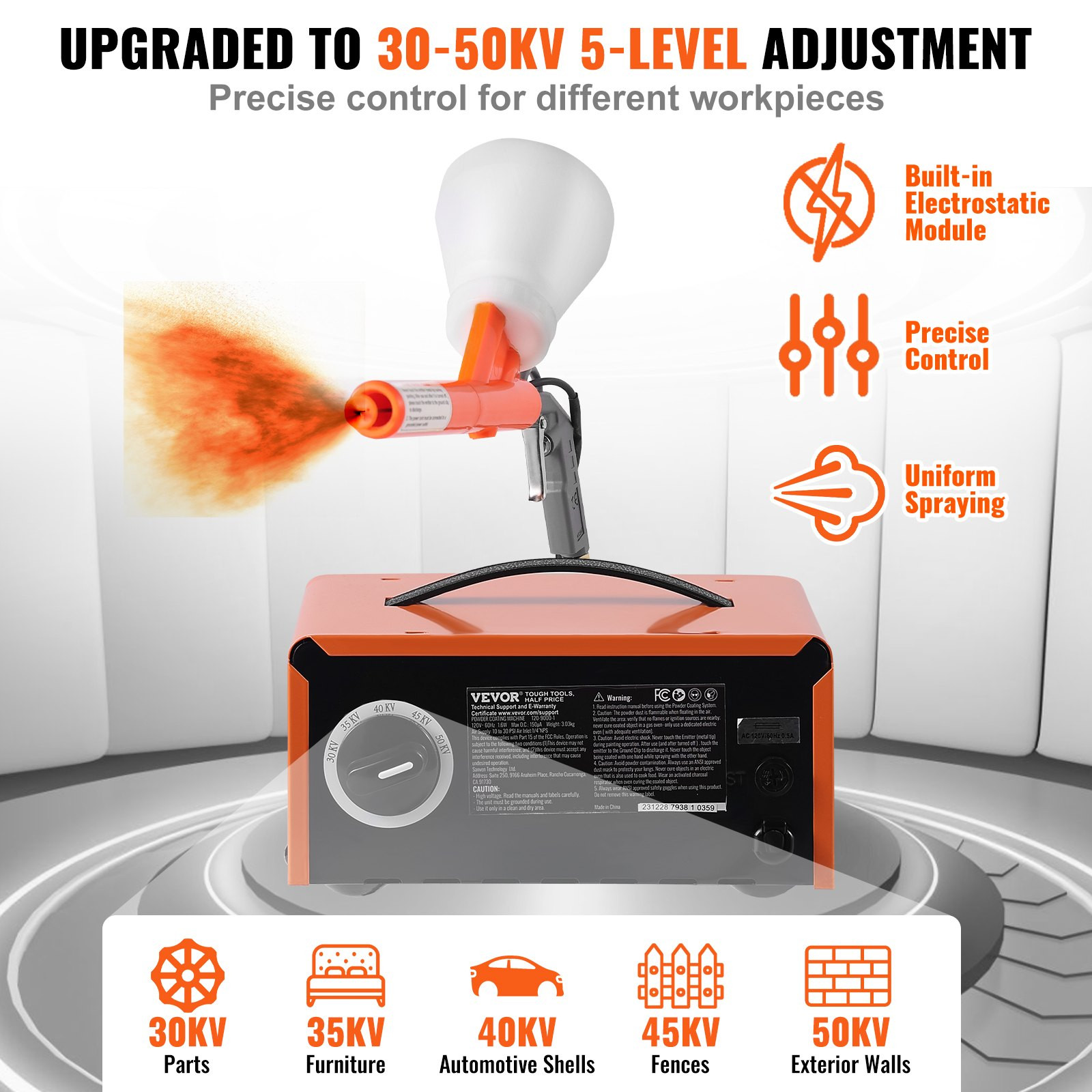 50KV Powder Coating Gun Kit – Electrostatic System with 5-Speed Control, DIY & P gallery