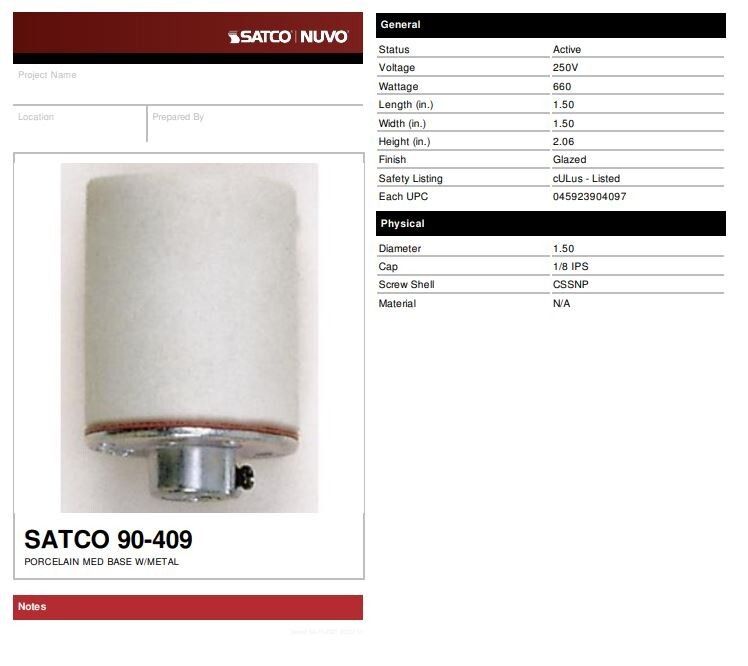PORCELAIN Keyless LAMP HOLDER Screw Med Base SOCKET 1/8 IPS 660W 250V NEW 90-409 gallery