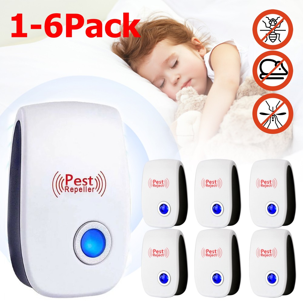 1-6Pack Electronic Plug in Sonic Repellent pest Control for Insects Roaches Mice
