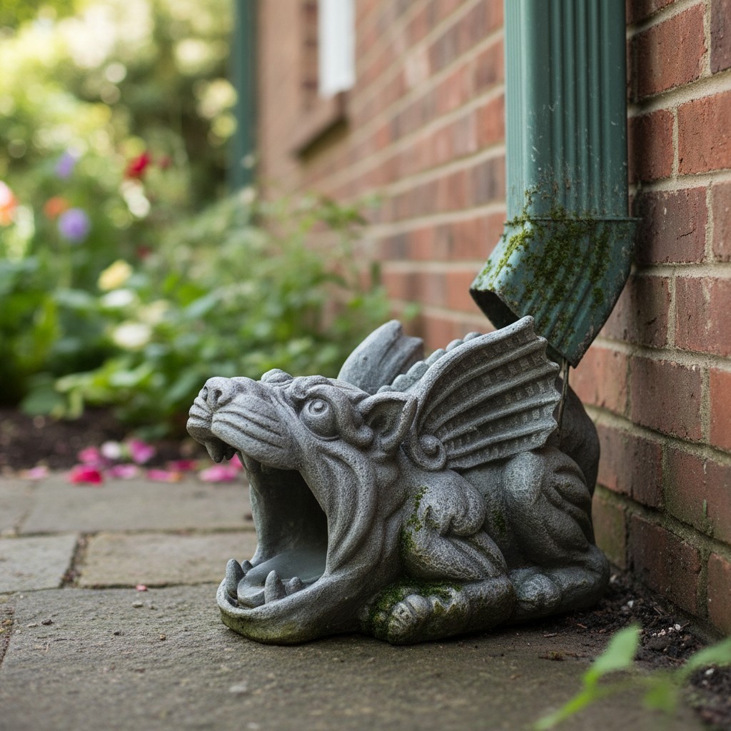 Elegant Roland Gargoyle Gutter Guardian - 10 Inch Sculptural Garden Protection gallery