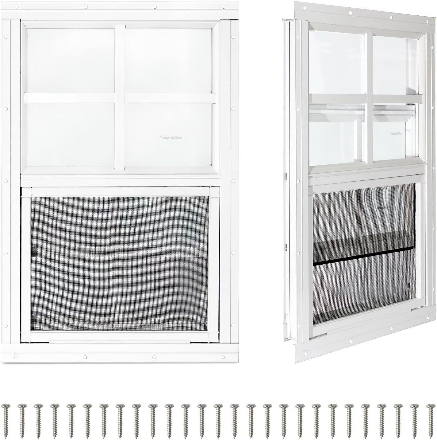 2 Pack Shed Windows,24" x 36" Small Sliding Windows,Flush Mount Windows with Tem gallery