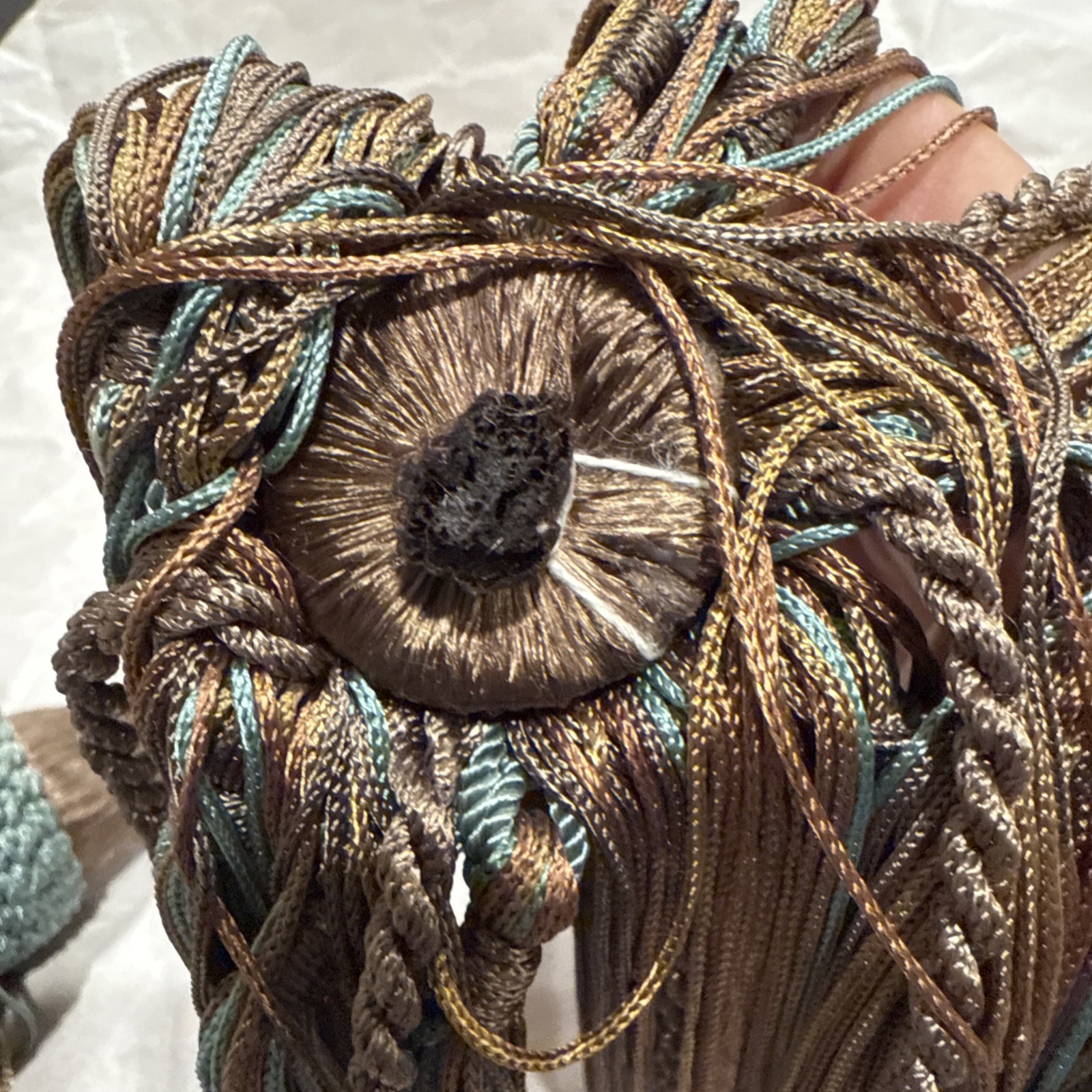 Unique VTG Double Rope Brown And Blue Swag Tassel Tie back Curtain 84 In Long gallery