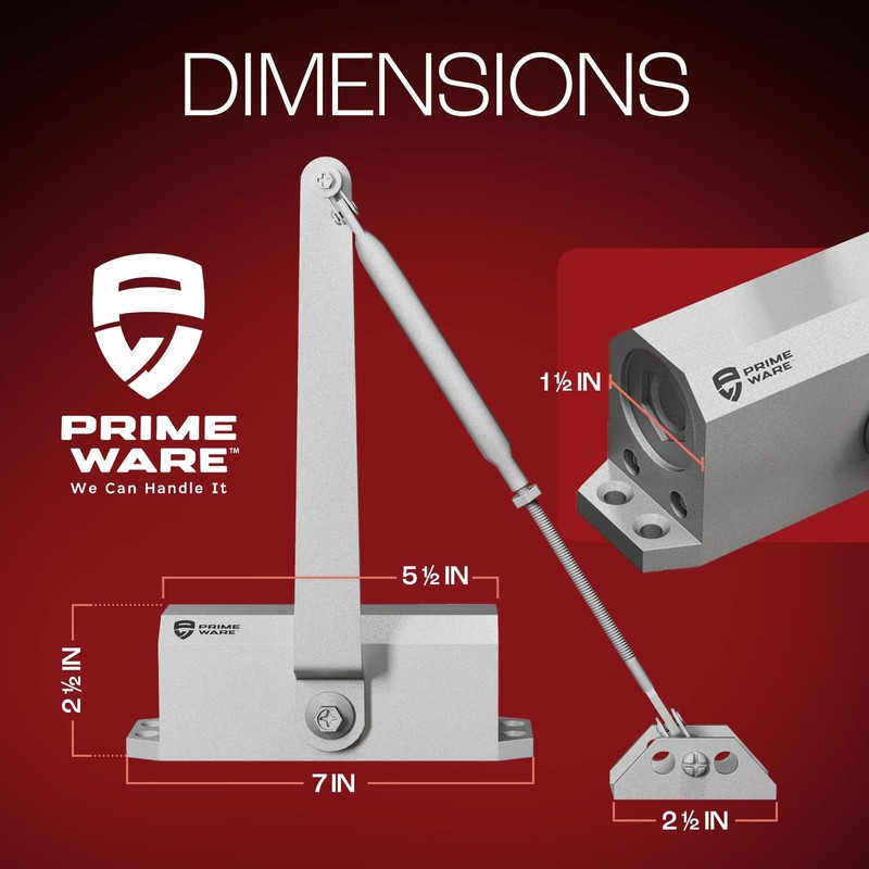 PrimeWare DC-300 Automatic Adjustable Door Closers for Home | Soft Close, No gallery