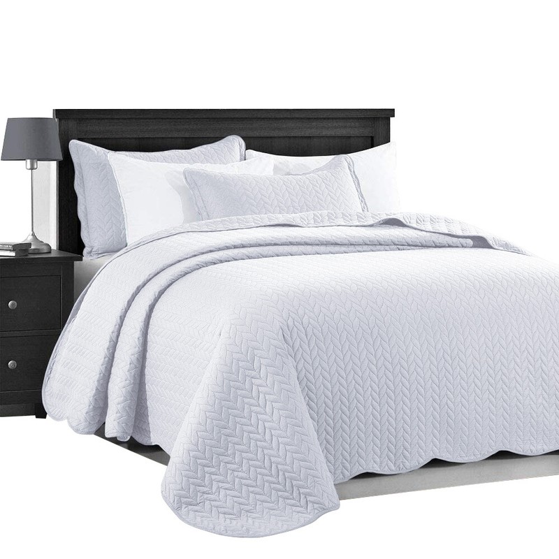 3 Piece Embossed Quilted Bedspread King Size Comforter Set Coverlet Bed Throws gallery