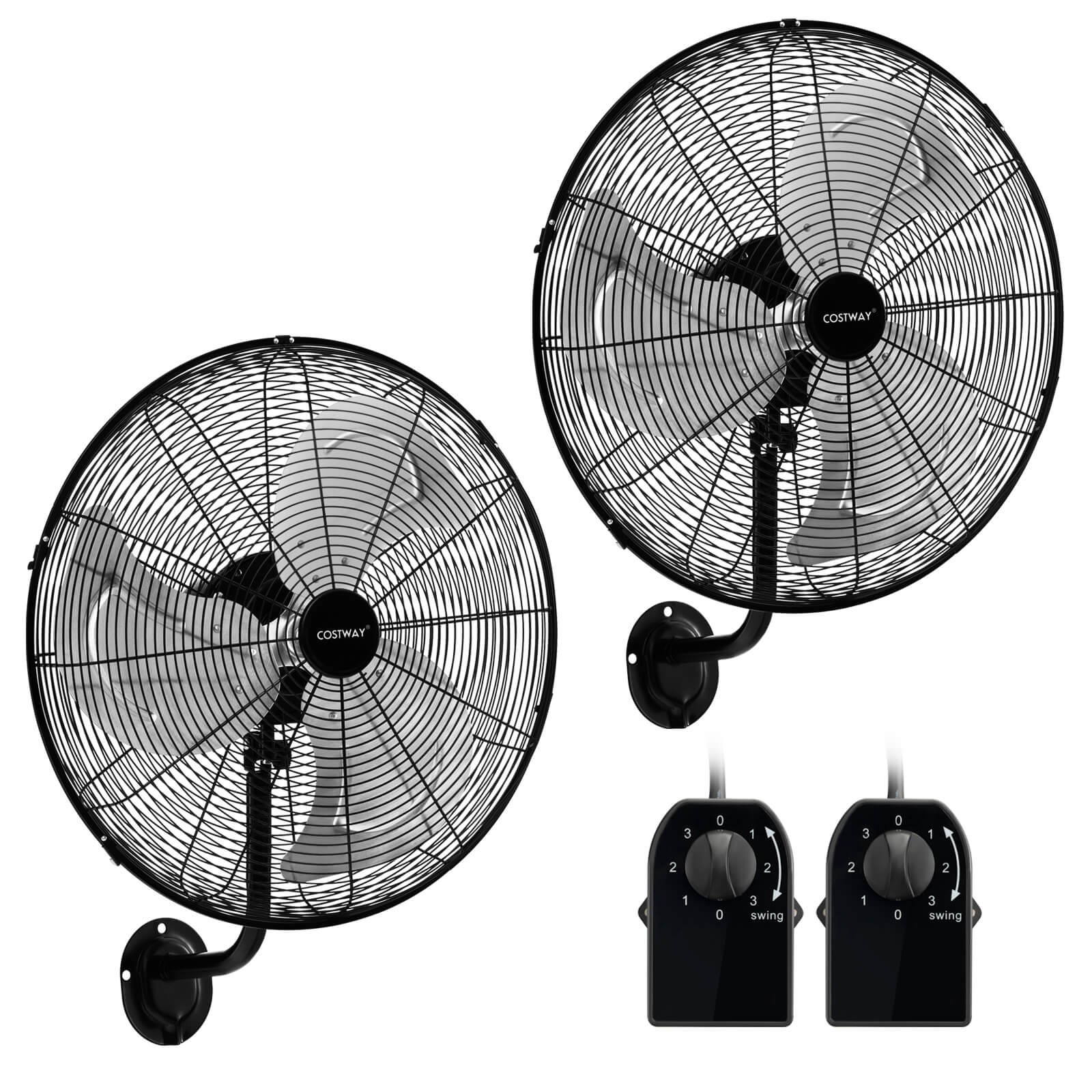 2PCS 20" Wall Mount Fan w/ 3-Speed Options 85° Oscillation 30° Tilt 6 FT Cord gallery