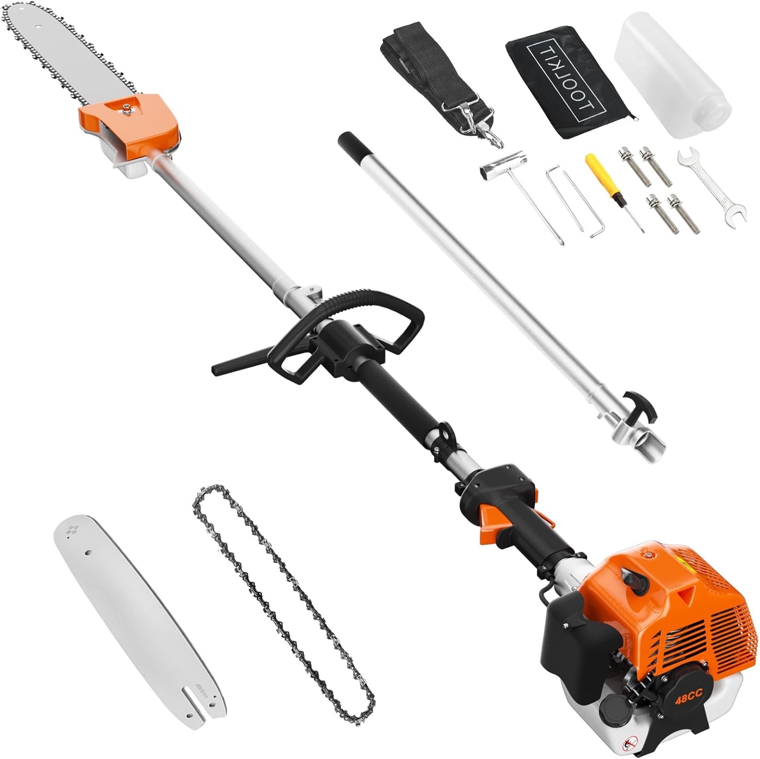 48cc 2-Cycle Gas Powered Pole Saw Tree Trimming 16ft Cordless Extension Chainsaw gallery