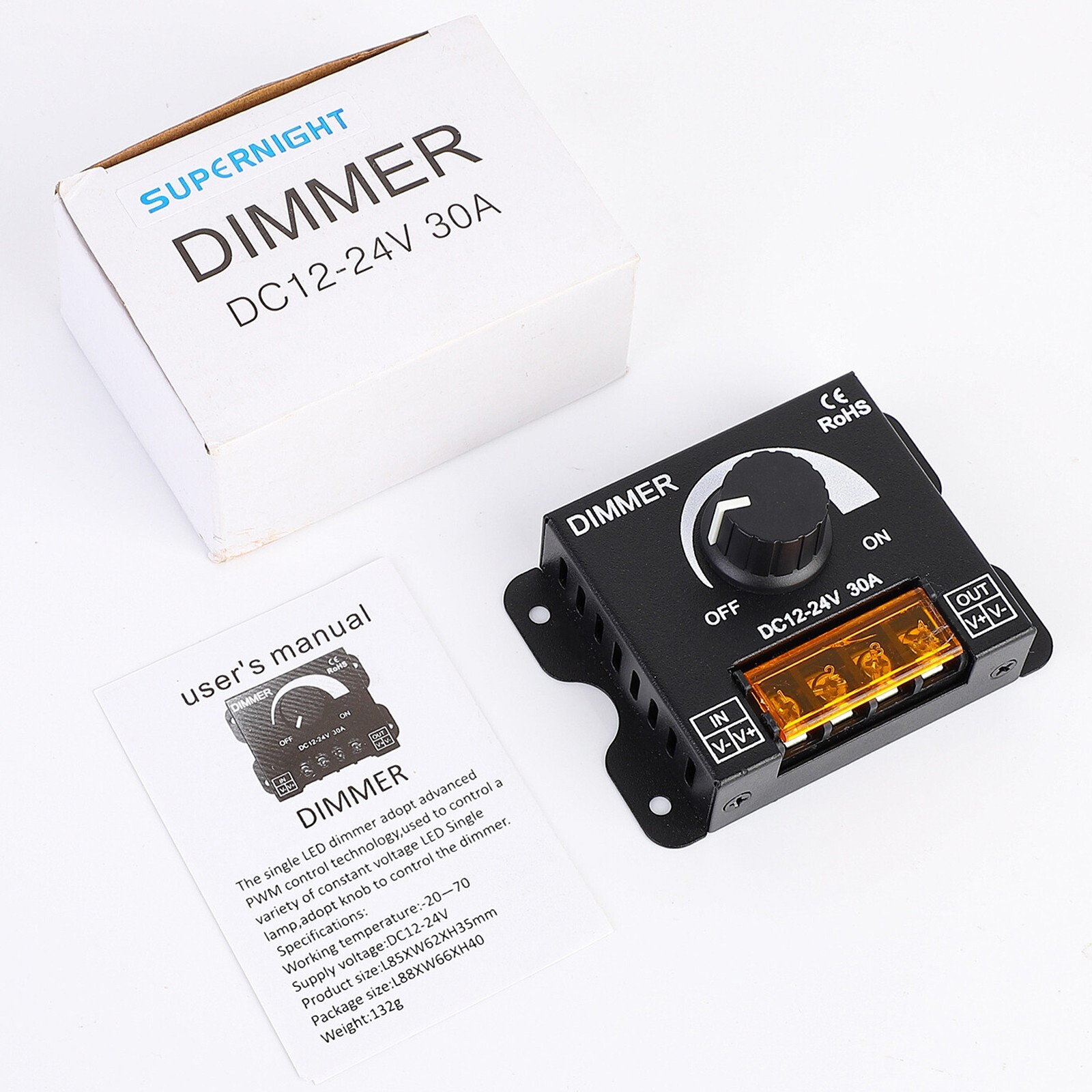 DC 12V-24V 30A Knob ON/Off Switch LED Light Strip Dimmer PWM Dimming Controller gallery