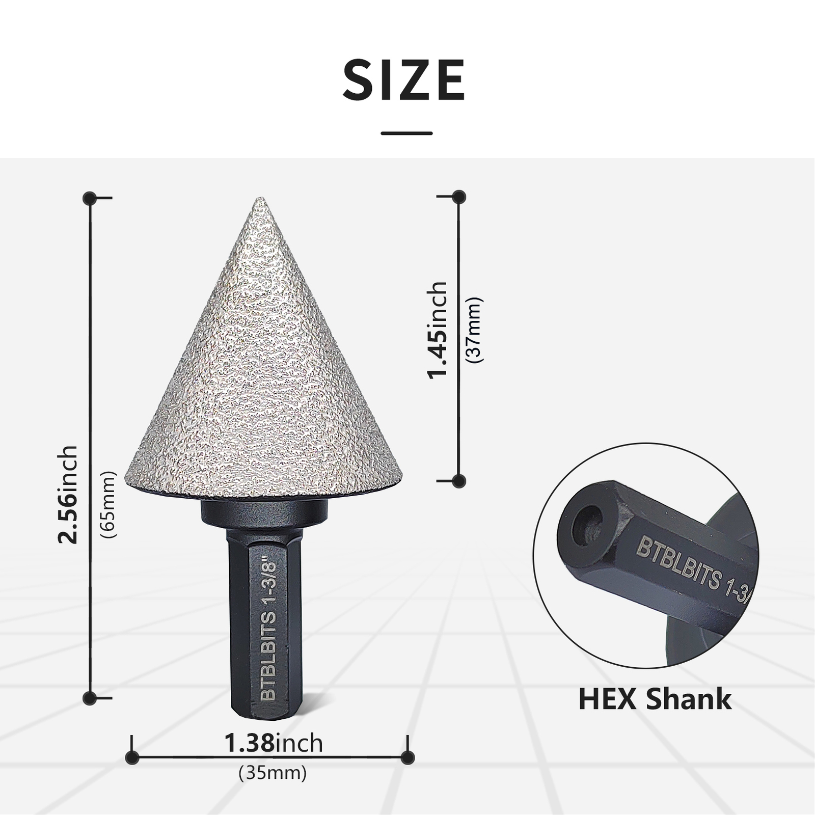 Diamond Chamfer Milling Bit 35mm 3/8 Hex Shank for Enlarge Shape Round Beveling gallery