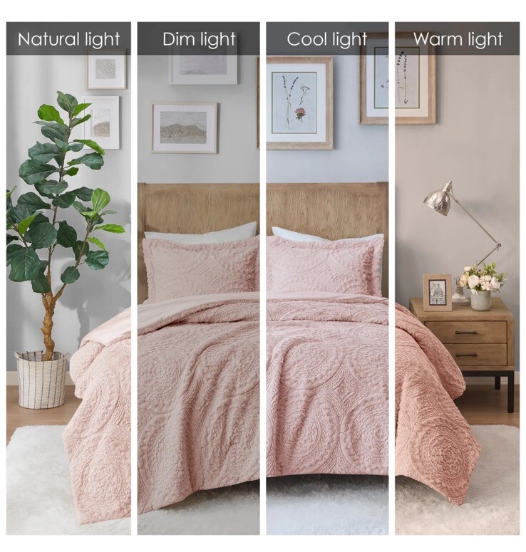 Madison Park Down Alternative Comforter Set King Blush Pink Faux Fur Blanket gallery
