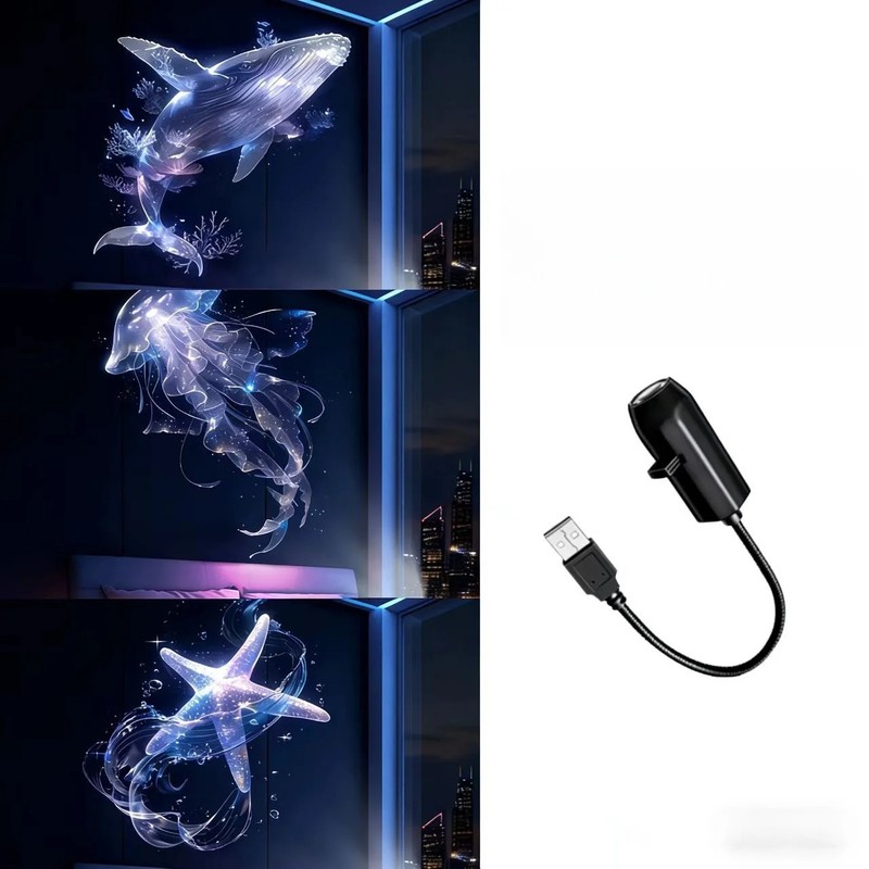 LED USB Night Light Projector 6 Patterns Whale Butterfly Starfish Gift gallery