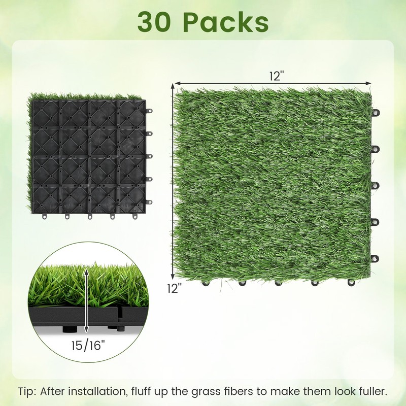 30PCS Interlocking Artificial Grass Tiles 12”x12” for Patio Balcony Backyard gallery