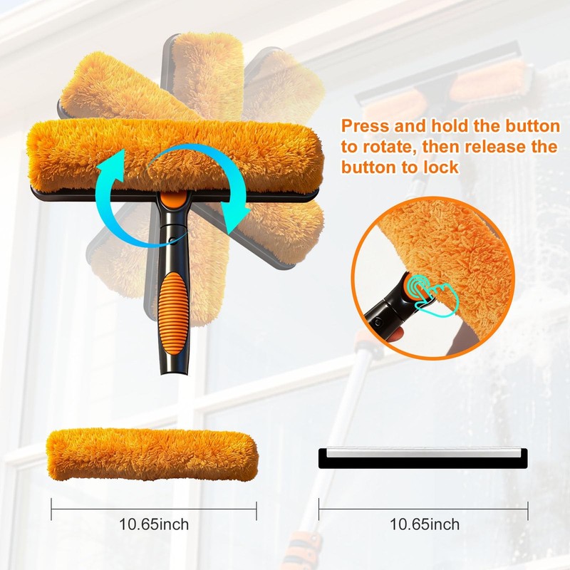 30FT High Window Cleaning Kit, 5-24 FT Telescoping Extension 5-24FT, Orange gallery