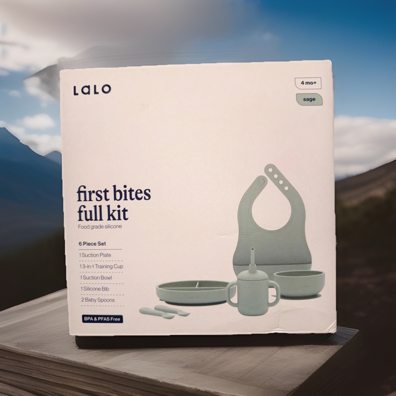 Lalo 6pc Silicone First Bites Full Kit Feeding Set - Sage gallery