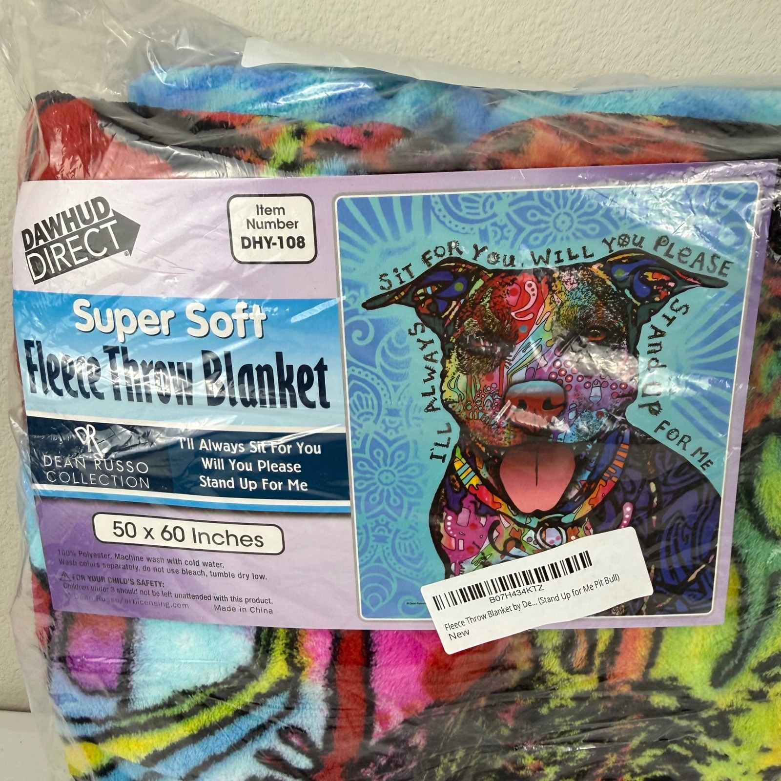 Dawhud Direct Dean Russo Collection 50x60 in Pitbull Fleece Throw Blanket NEW gallery