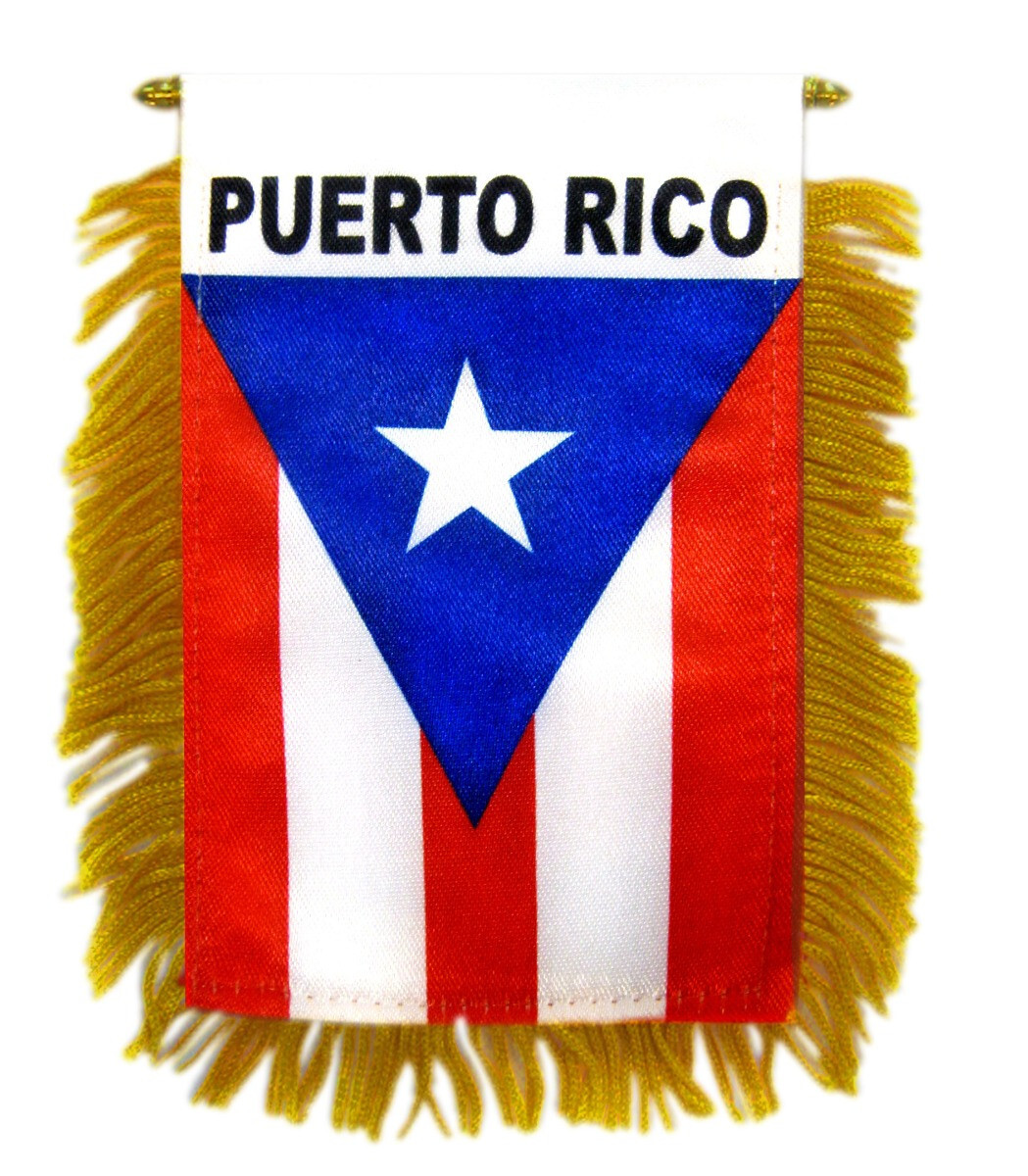 1 Dozen Puerto Rico Mini Banner Flag 4x6in Rear view Mirror Flag gallery