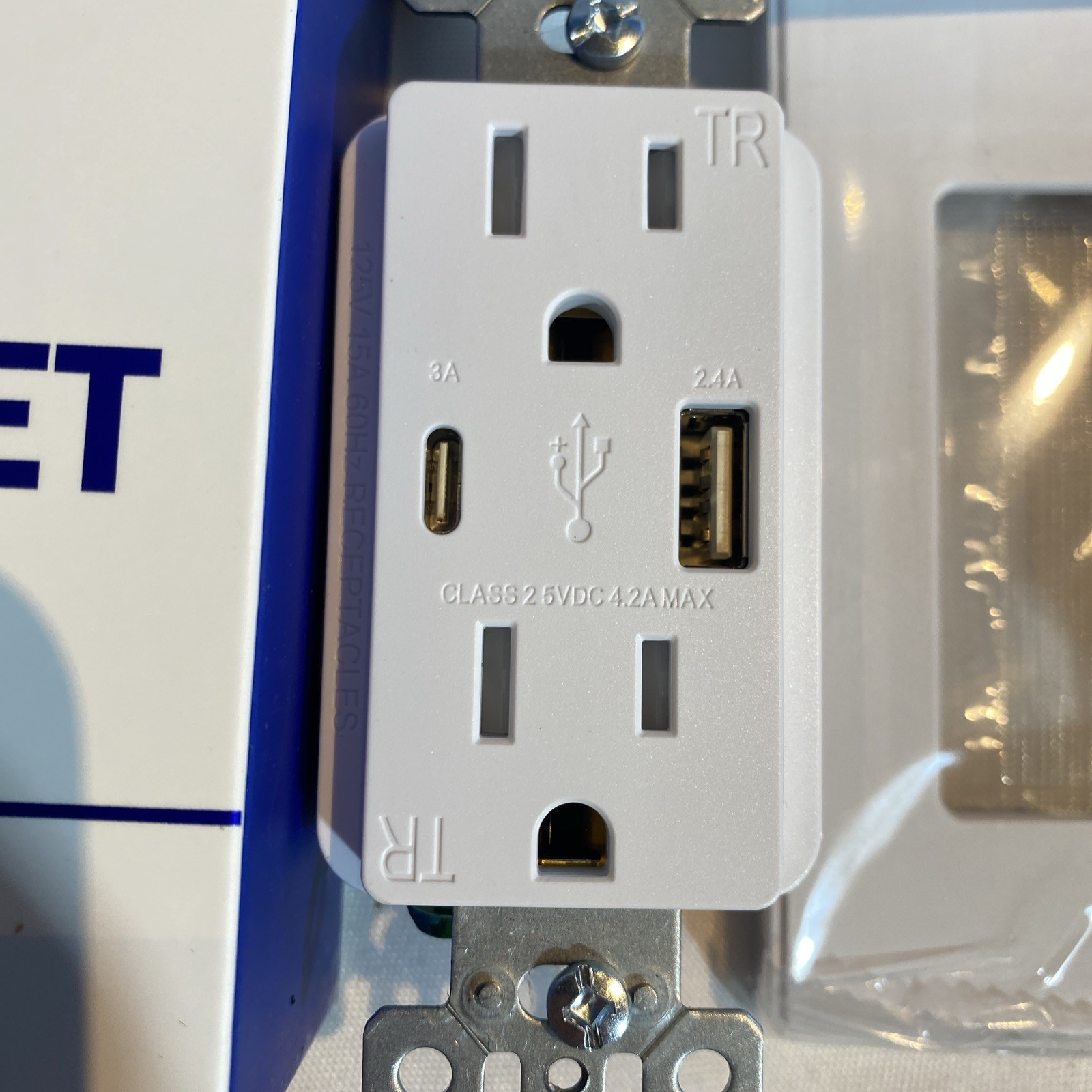 ELEGRP - 6 Pack Wall Outlet Dual High Speed Duplex 4.2 Amp USB & USB C Port ~NEW gallery