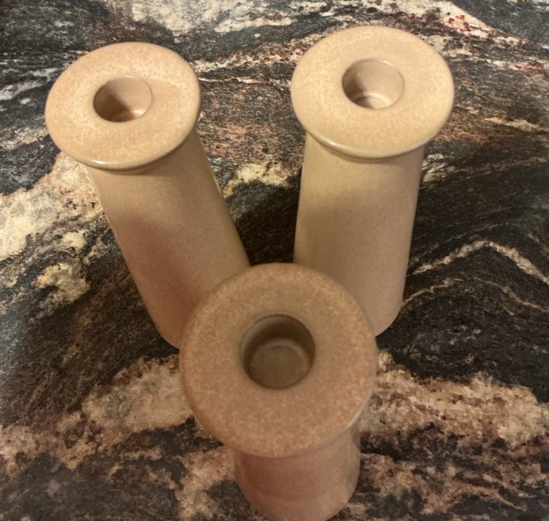 TARGET Threshold 8” Ceramic Taper Candle Holders Tan Speckled Stoneware Set Of 6 gallery