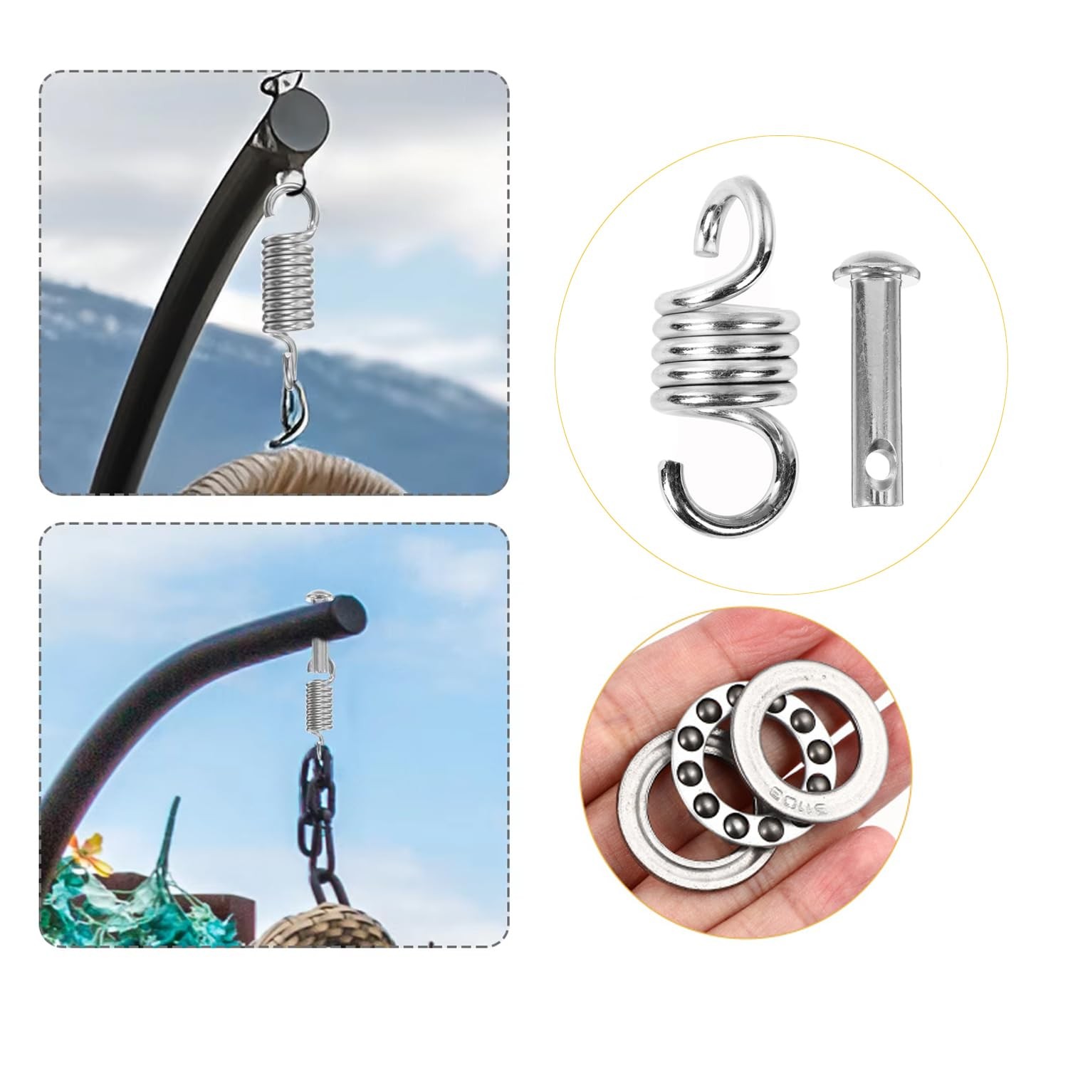 UtySty Egg Chair Hanging Spring Replacement Hammock Springs Kit Silver gallery