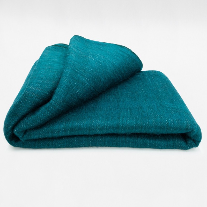 DOUBLE DENSITY ALPACA WOOL BLANKET THROW | QUEEN SIZE | SOFT & WARM – DEEP TEAL gallery
