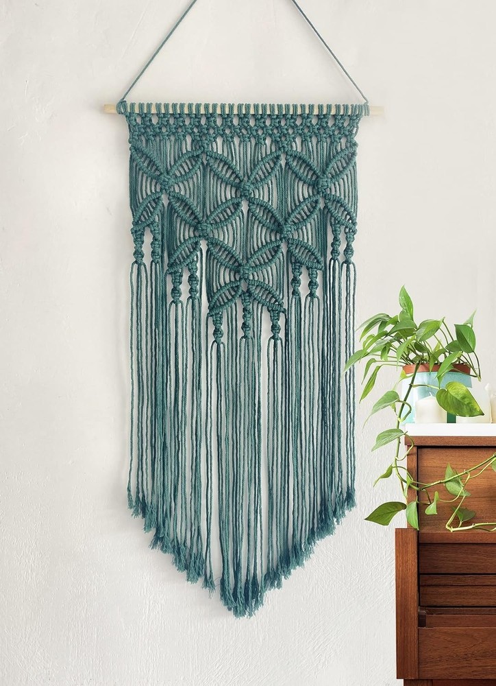 Handmade Cotton Macrame Wall Hanging Deep Green
