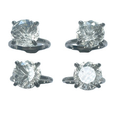 Napkin Bling Ring Holder Set 4pc Silver Tone Clear Stone Engagement Wedding READ