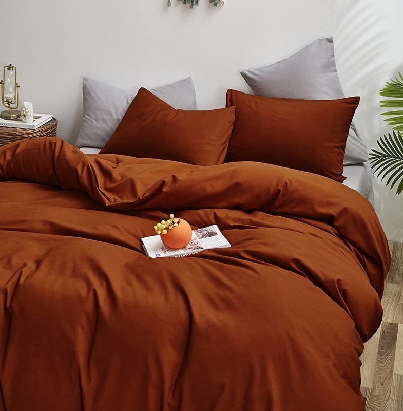 Rust Pillowcases Envelope Closure Burnt Orange Pillow Covers Pack of 2 Solid ... gallery