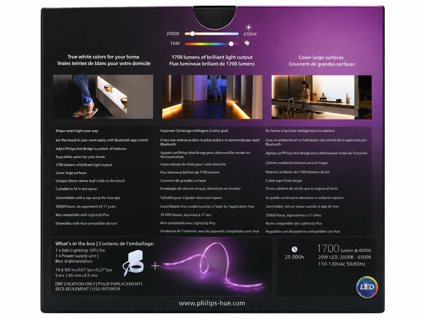 Philips Hue 16ft Smart LED Lightstrip RGB Color Changing Dimmable App Voice Cont gallery