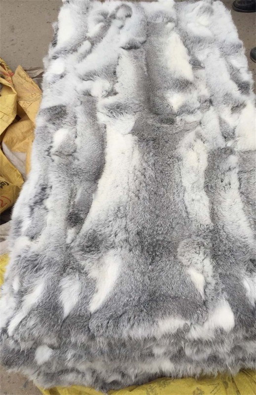 Real Rabbit FUR Throw Blanket Patchwork Skin Fur Rug 42" x 22" Pelz Leather Pelt gallery