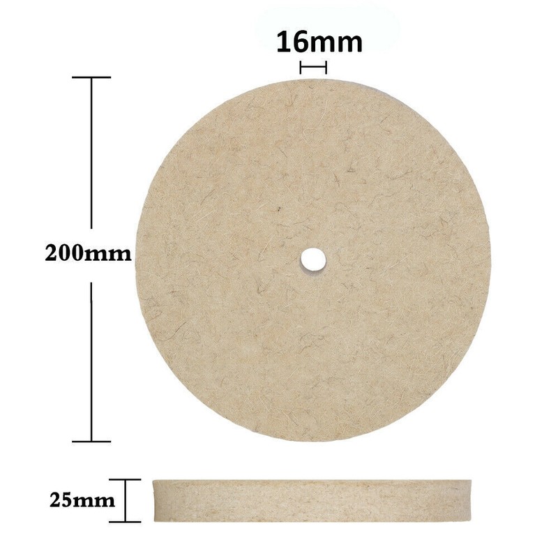8 Inch Wool Felt Polishing Wheel Buffing Pad Metal Burnishing Disc 3/8" Arbor gallery