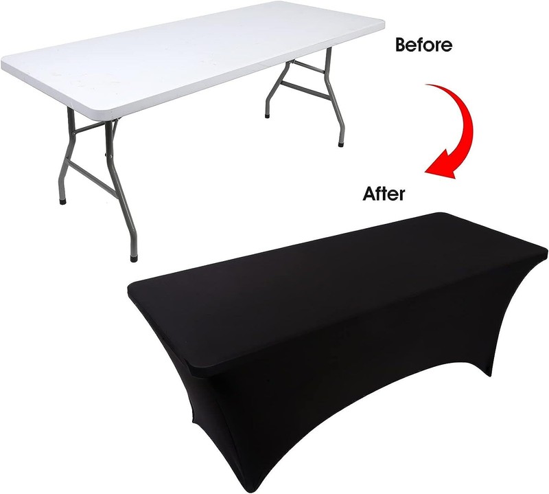 2PCS Spandex Fitted Tablecloth Rectangular Stretch Table Cover for Wedding Party gallery