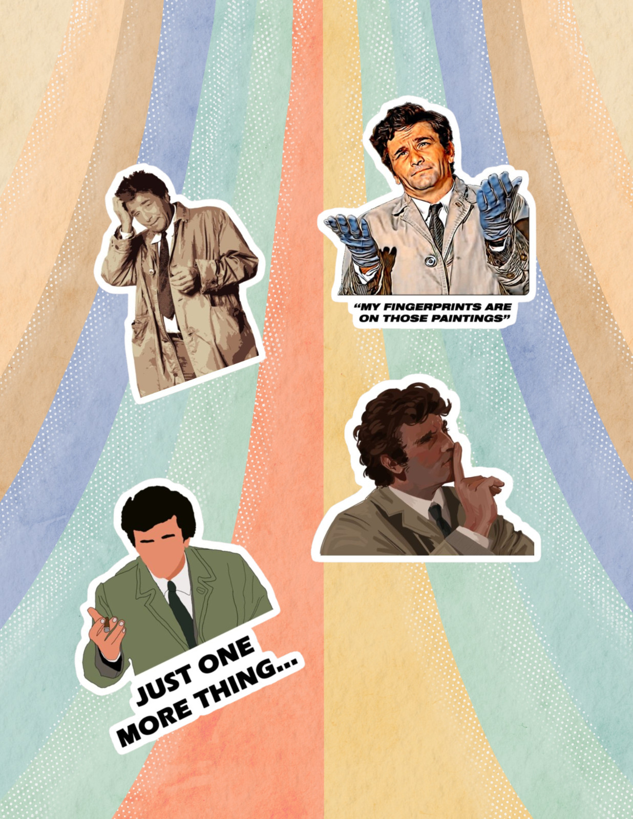 Columbo Retro TV 4pc Sticker Pack gallery