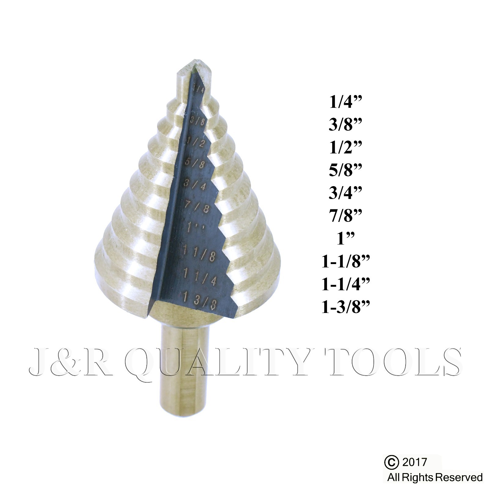 Titanium HSS 10 Step Cone Drill Bit Hole Cutter For Sheet Metal 1/4" to 1-3/8" gallery