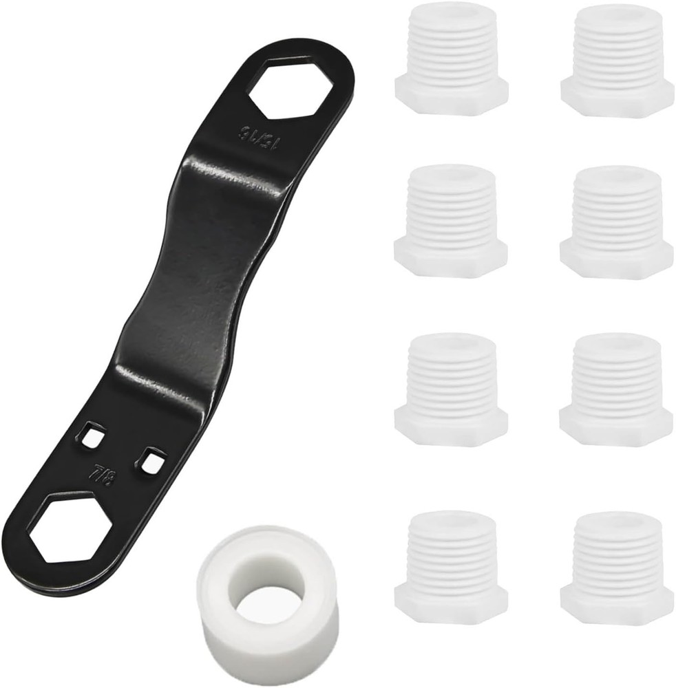 RV Water Heater Drain Plug Kit, Include Angled Wrench, 8 Pieces 1/2" NPT...