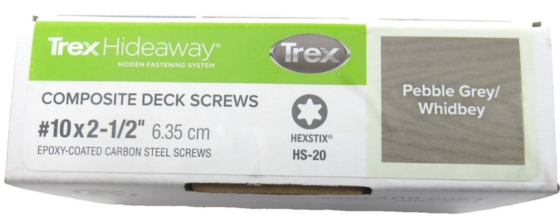 Trex Hideaway Composite Deck Screws Pebble Gray 10x2-1/2 75 Count gallery