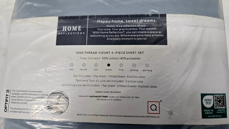 Home Reflections 1000 Thread Count Cotton Blend Sheet Set Queen Periwinkle Blue gallery