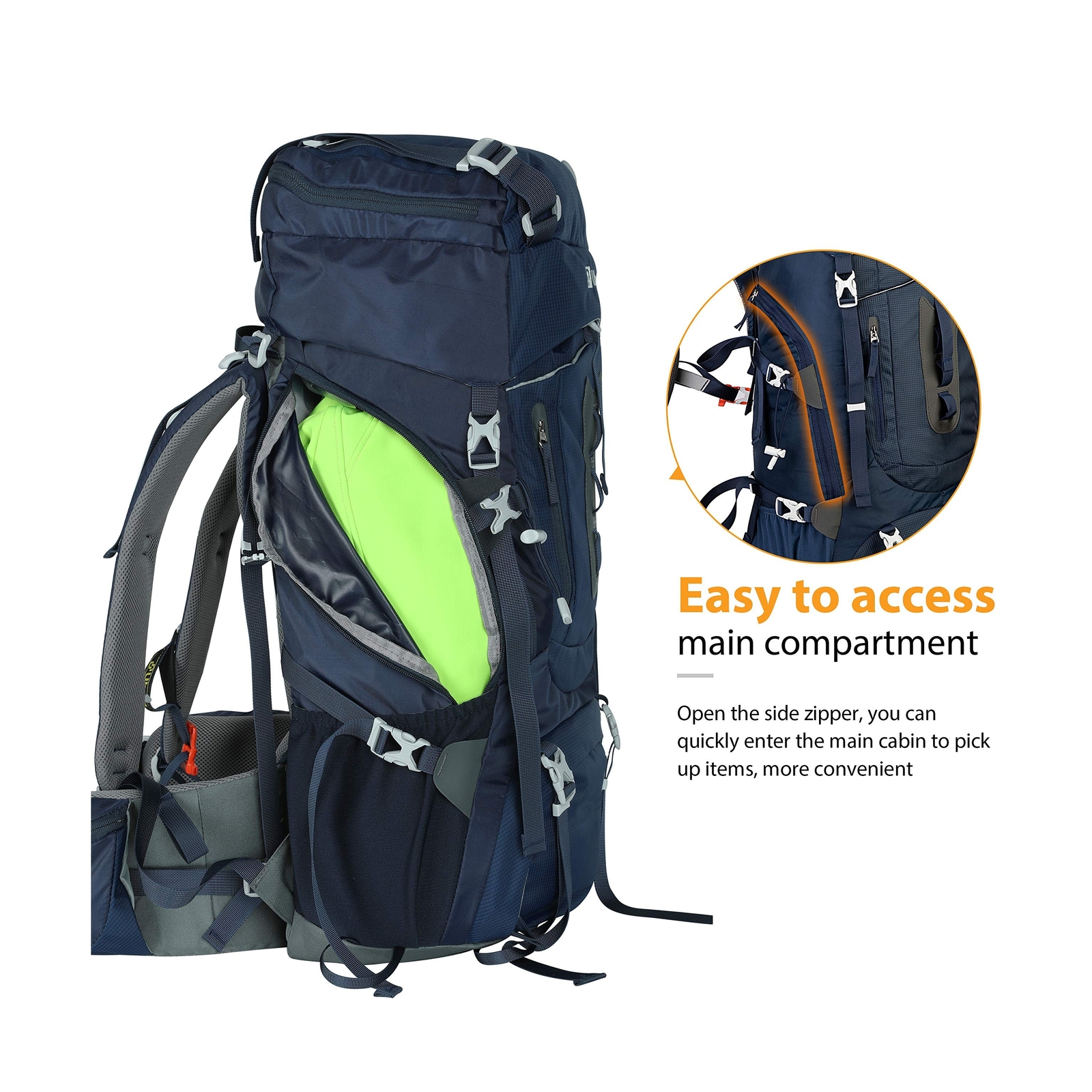 Ubon 60L Internal Frame Hiking Backpack Waterproof Camping Backpack with Rain... 4