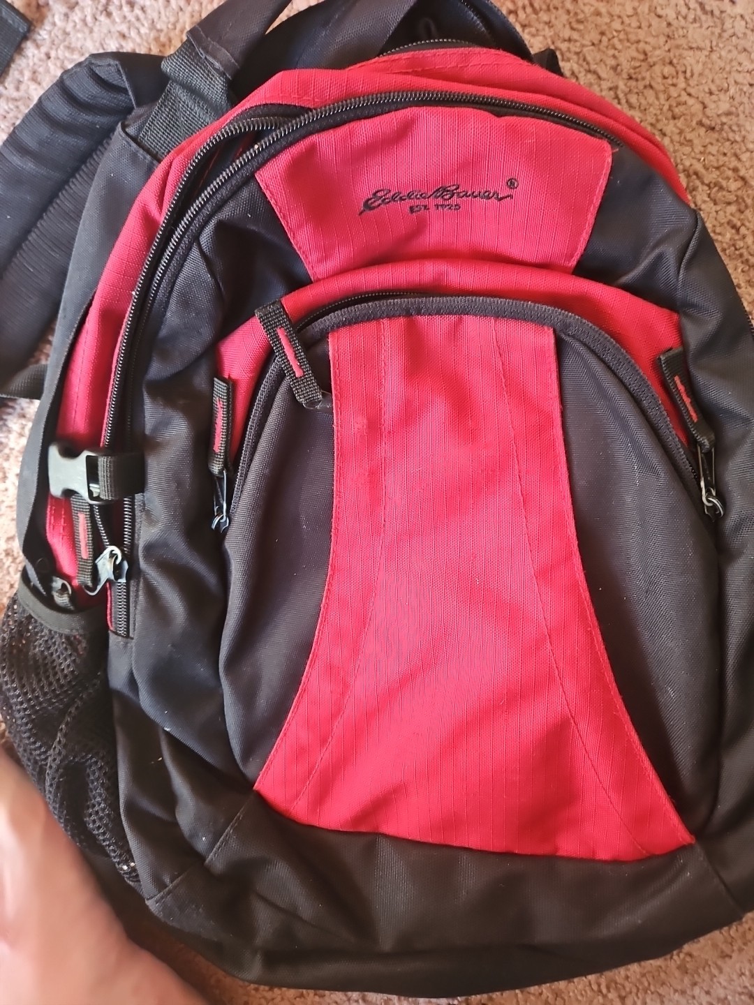 Eddie Bauer Vintage Backpack Red Black