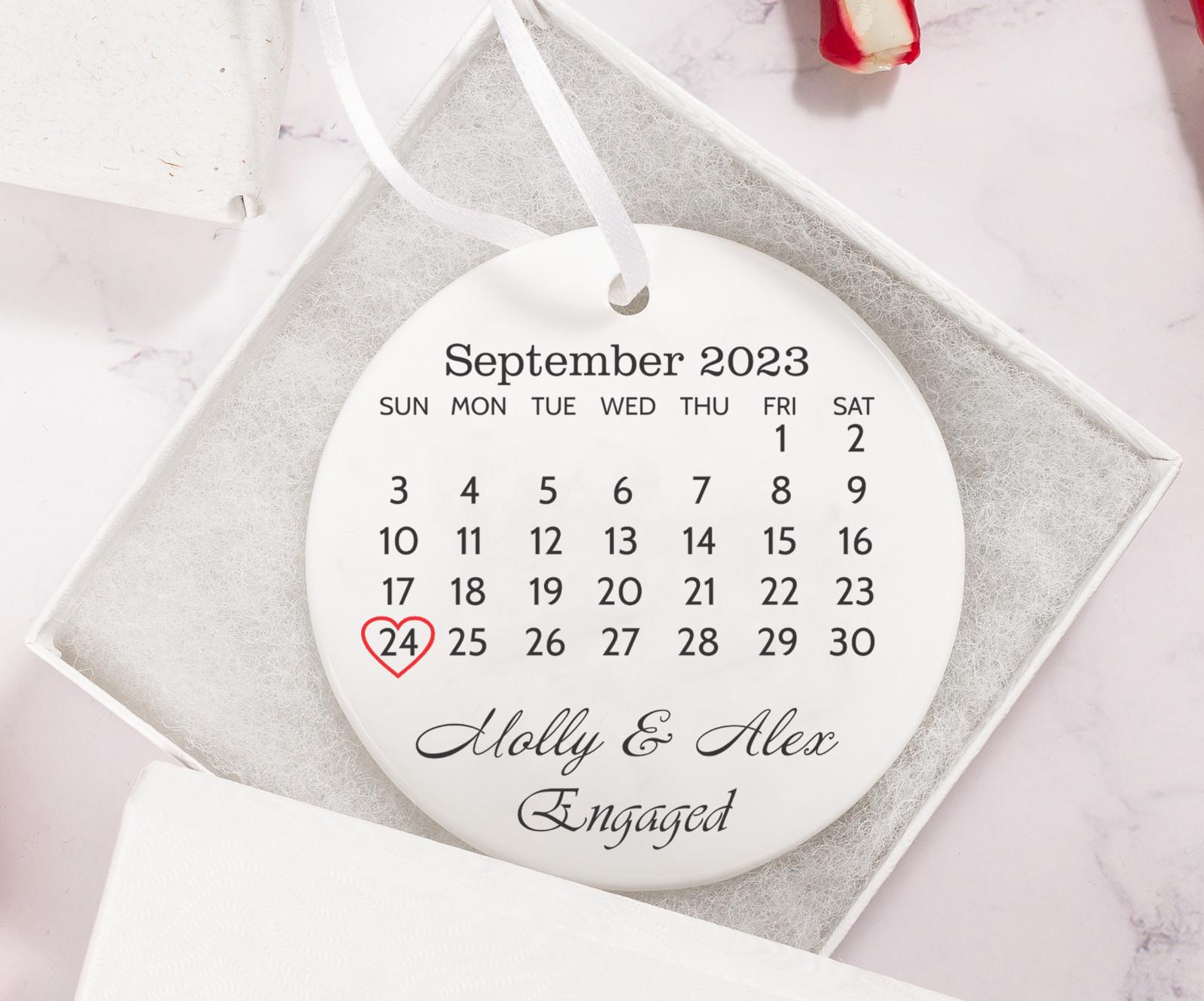 Engaged Christmas Ornament,Personalized First Christmas ornament engaged, Gift gallery