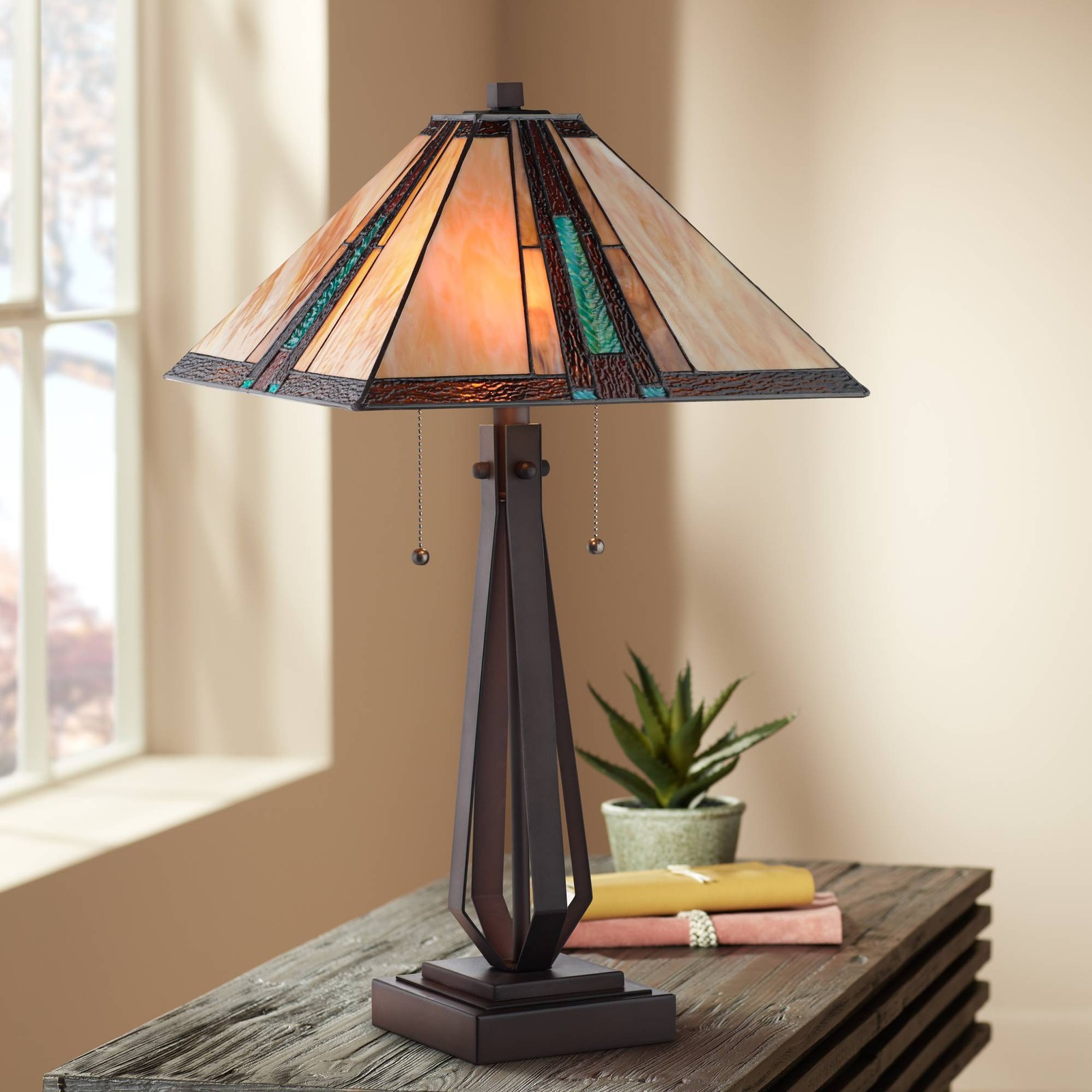 Roger Marta Mission Tiffany Style Table Lamp 25" High Bronze Metal for Bedroom gallery
