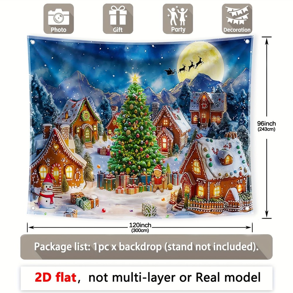 2D Flat, Not Multi-layer or Real Model, 1pc, 7x5ft8x6ft10x8ft, Winter Cartoon Ch