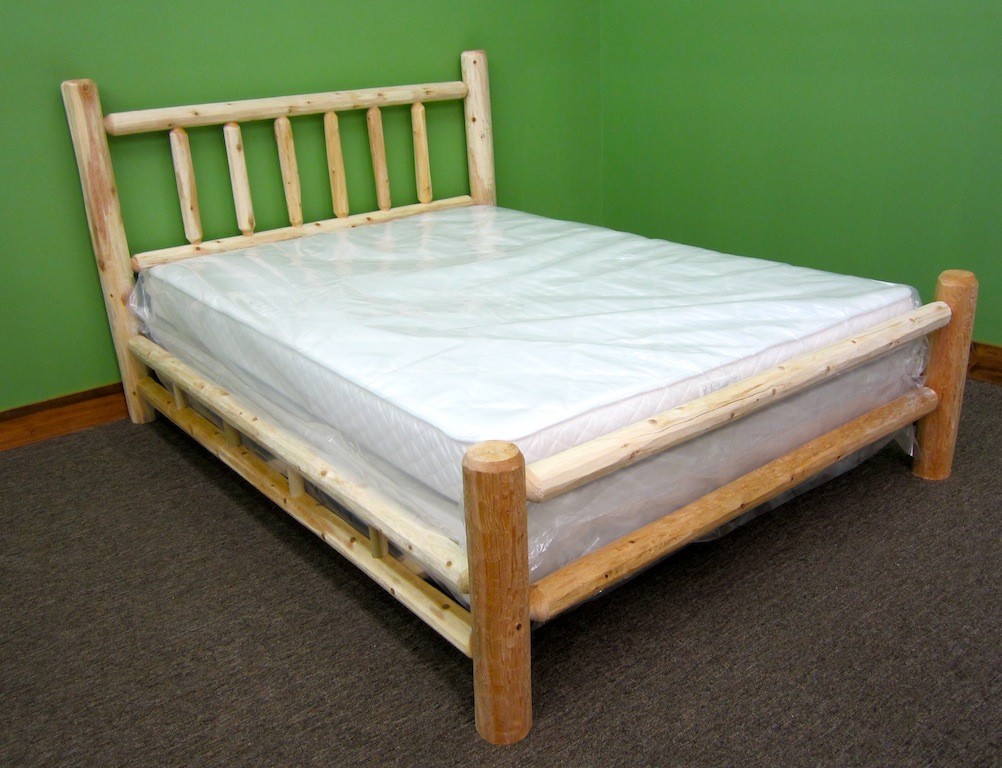 Handcrafted White Cedar Log Bed - Queen - Double Log Side Rails/Free Shipping gallery