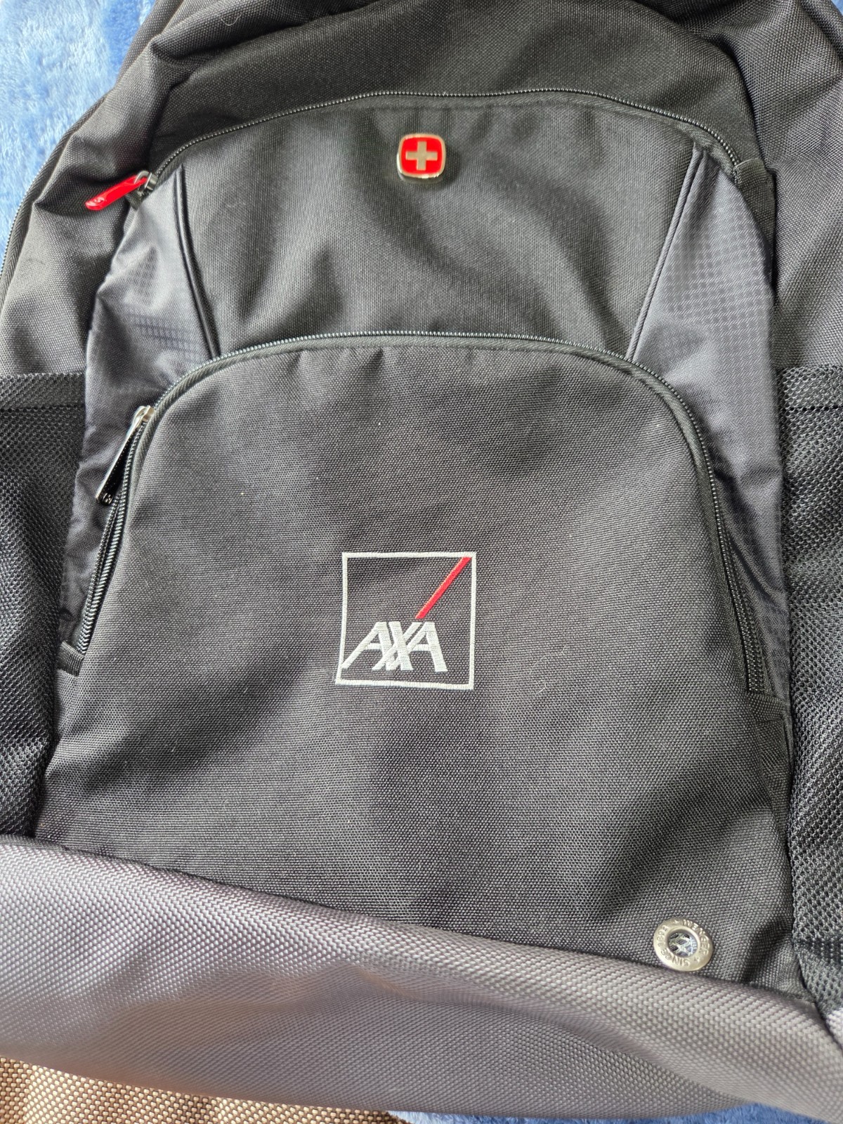 Swiss Gear black backpack with AXA logo 2