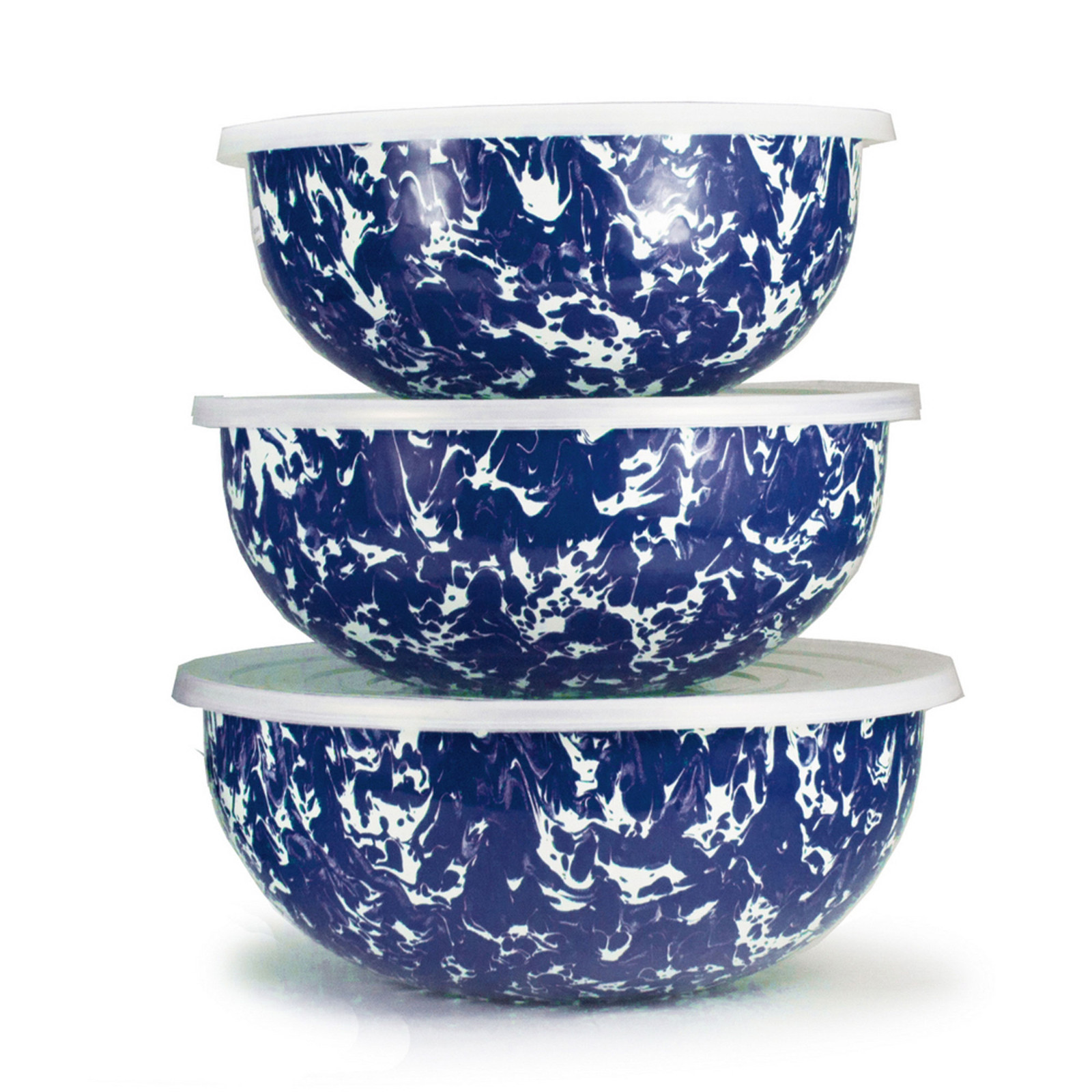 Golden Rabbit Enamelware Mixing Bowl Set of 3 with Lids, 11 Color Choices gallery