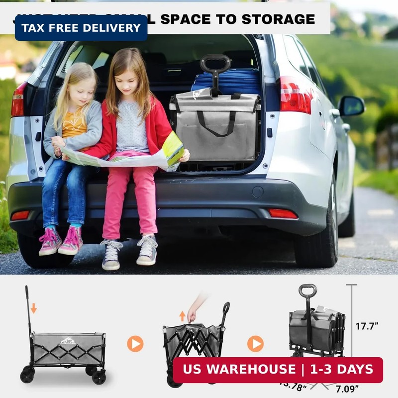 Collapsible Wagon 352LBS Capacity, Foldable Large Wagons Carts, Heavy Duty Outdo gallery