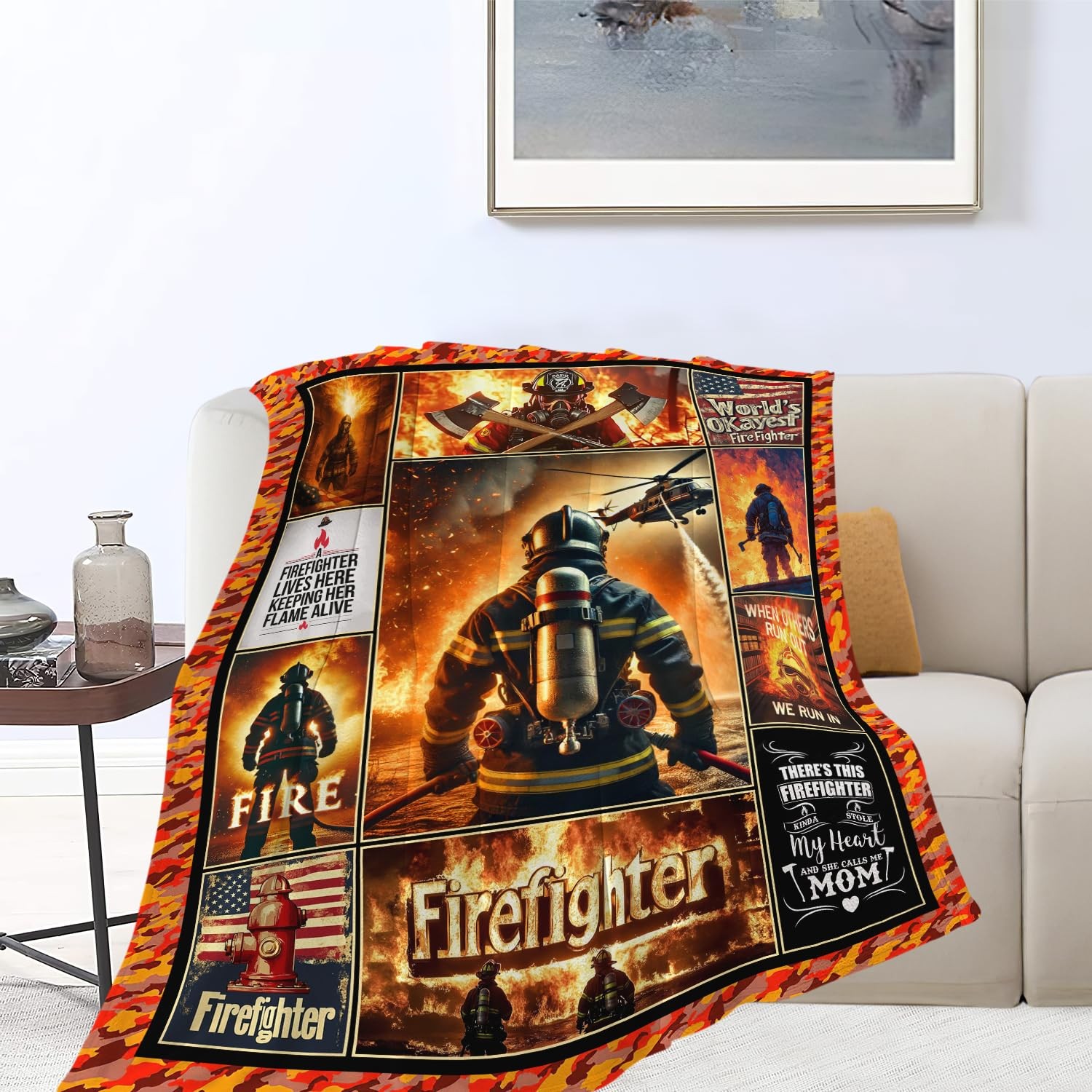 Firefighter Blanket Fire Rescue Flannel Plush Throw Blanket Cozy Patriotic He... gallery