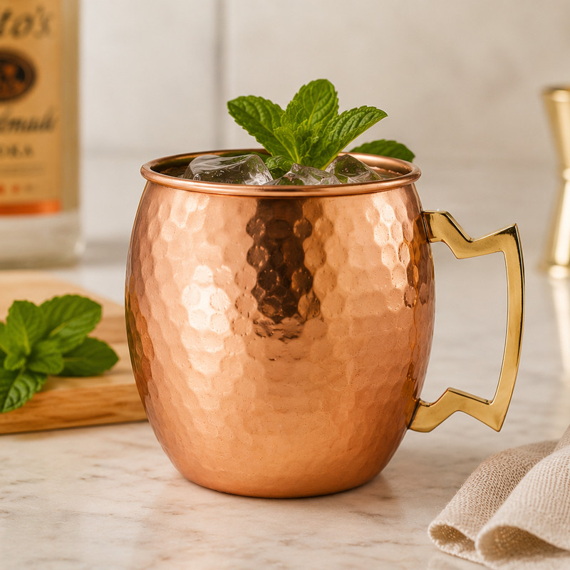 100% Handmade 16oz Solid Copper Mule Mug – Barrel Shaped Mug (Set of 2) gallery