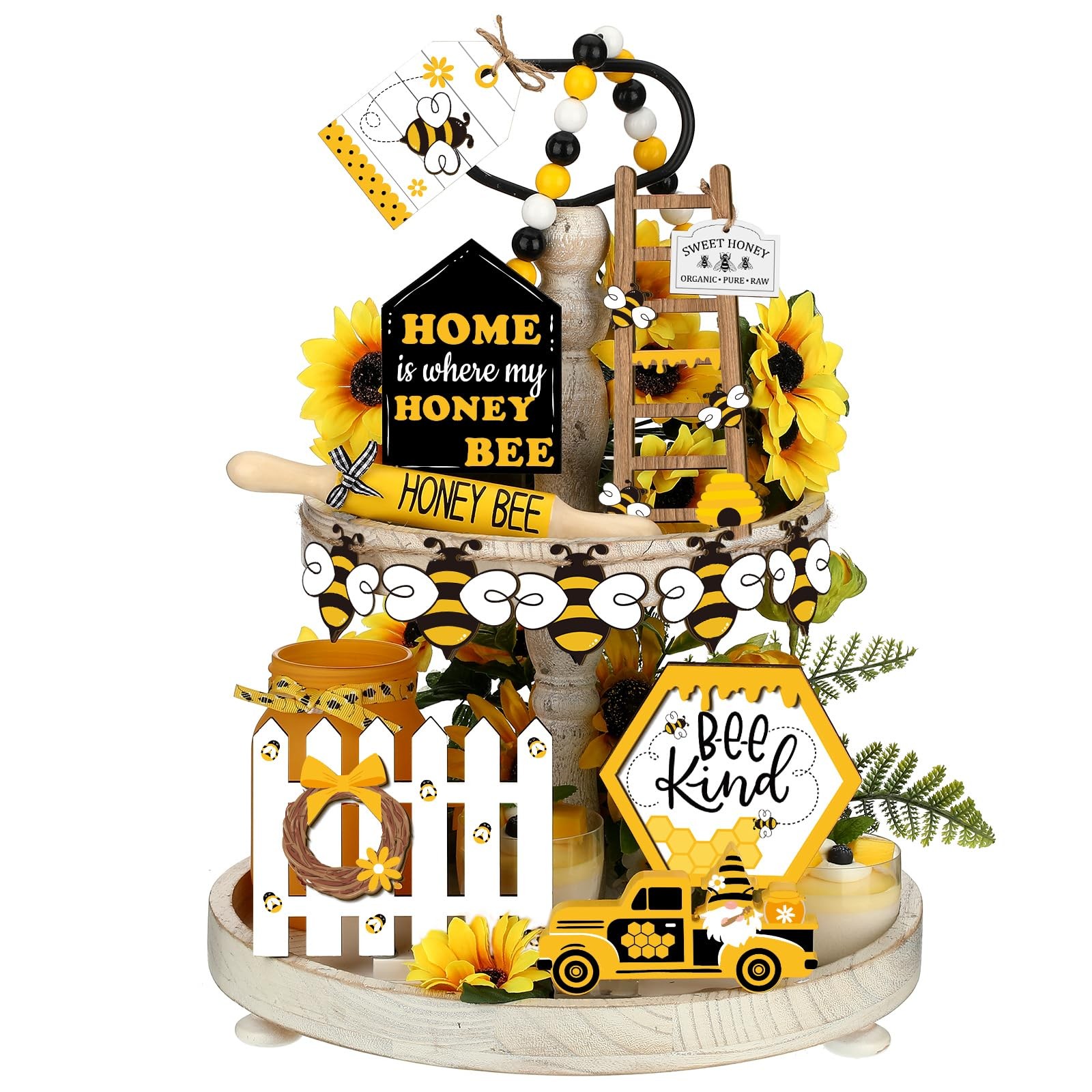 20 Pcs Spring Tiered Tray Decor Set Honey Bee As the Pictures Shown gallery
