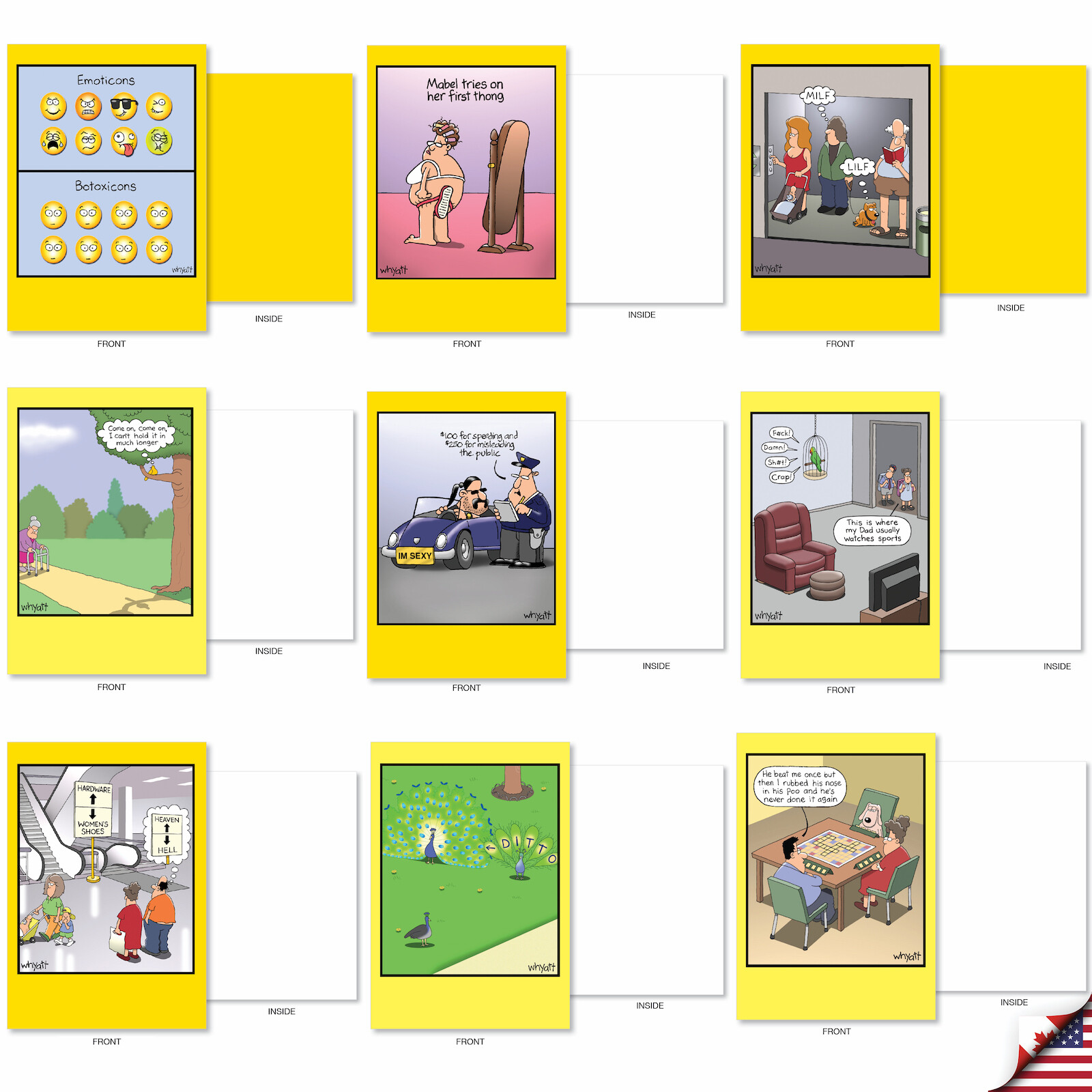 36 Asst'd Set Funny Blank Greeting Cards w/ 5x7" Env. - Whyatt's Blank Wishes gallery