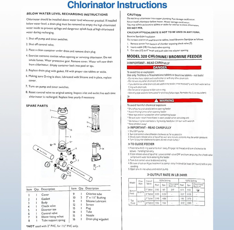 Upgraded 320 Pool Automatic Chlorine/Bromine Inline Feeder Compatible with Rainb gallery